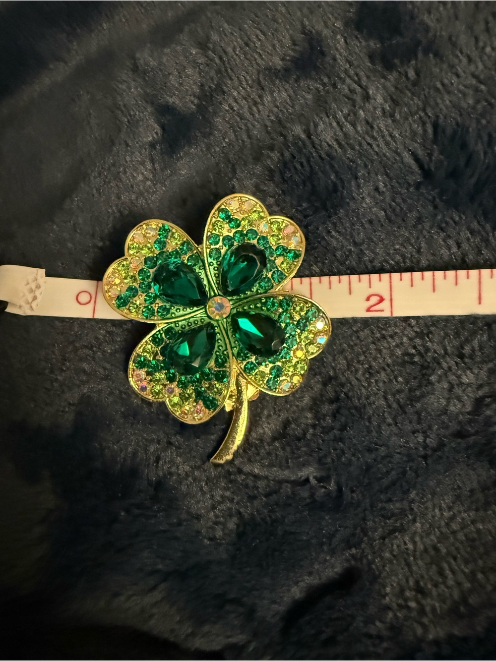Brooch Green Four Leaf Clover Crystal Jewelry #12